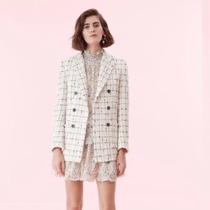 Women's White Checkered Blazer